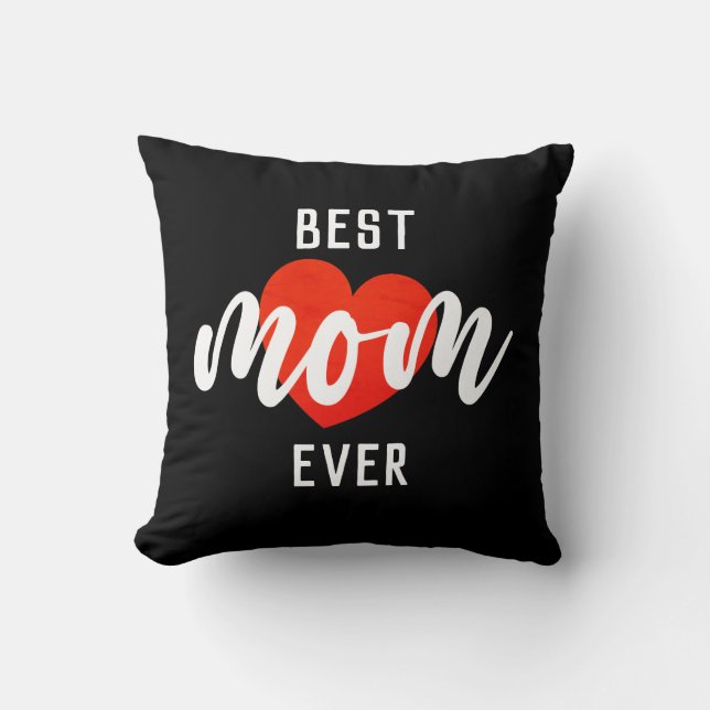 Coussin Texte Élégant Meilleure Maman Jamais Avec Coeur Je (Recto)