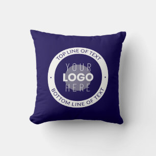 Coussin Texte et logo personnalisables   Bleu foncé violet