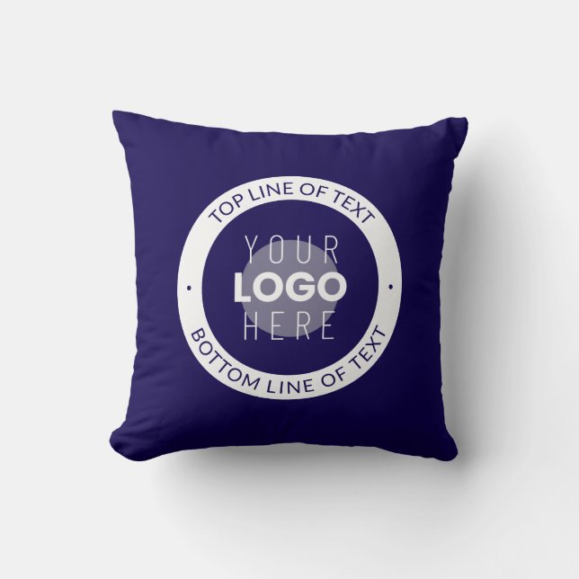 Coussin Texte et logo personnalisables | Bleu foncé violet (Recto)
