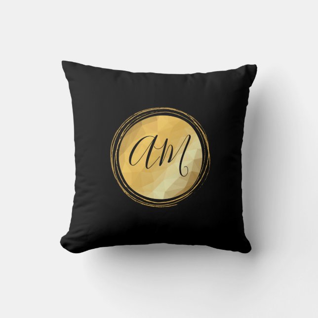 Coussin Texte géométrique doré minimal personnalisable (Recto)