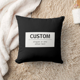 Coussin Texte modifiable moderne en gras Noir & Blanc