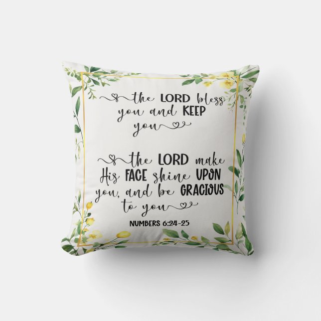 Coussin Texte noir et blanc, le Seigneur vous bénit (Recto)