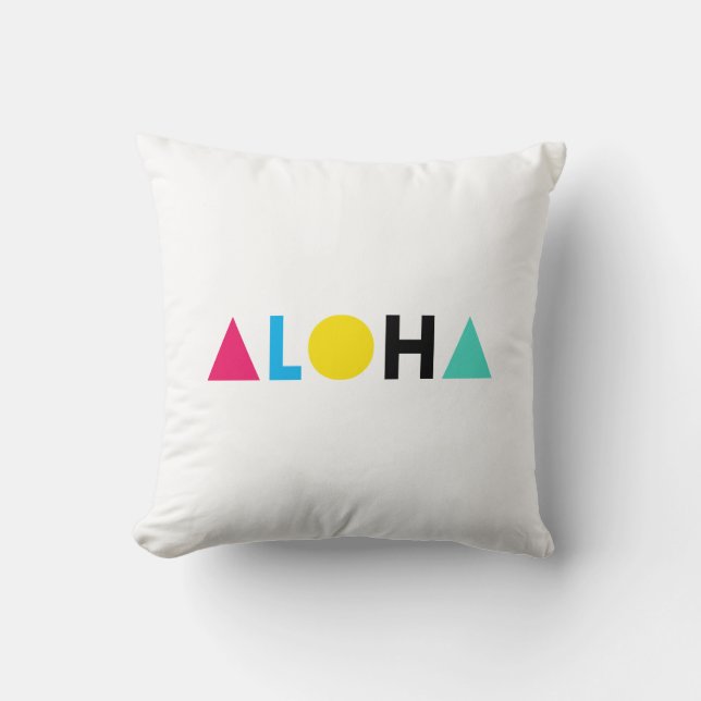 Coussin Texte original lettres de couleur ALOHA Classic Ro (Recto)