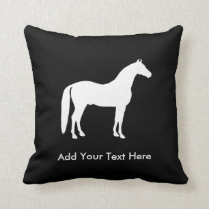 Coussin Texte personnalisable élégant de cheval blanc
