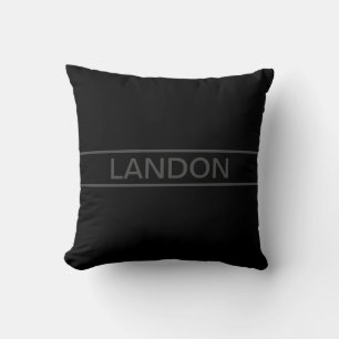 Coussin Texte personnalisable Noir Moderne Gras & Gris F