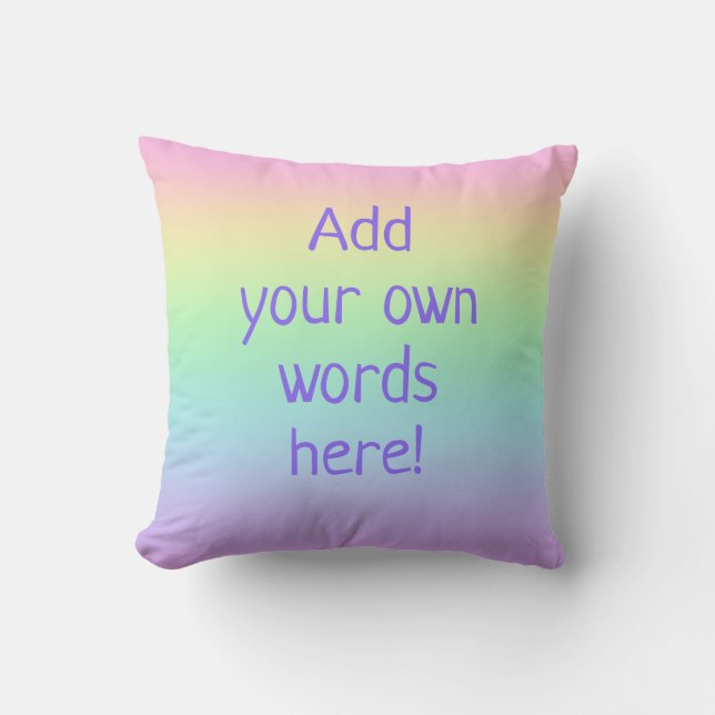 Coussin Texte personnalisable Pastel Arc-en-Ciel (Recto)