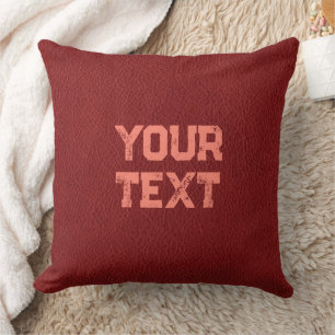 Coussin Texte personnalisé à double face rouge en cuir Bro