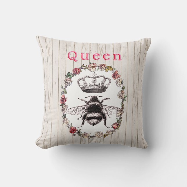 Coussin Texte Personnalisé/ Bois rustique Pays Couronne de (Recto)