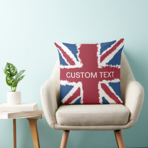 Coussin Texte personnalisé British Union Jack Drapeau Art 