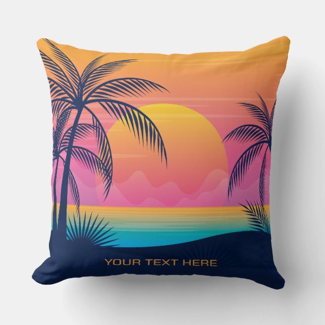 Coussin Texte personnalisé Coucher de soleil sur l'île tro (Recto)