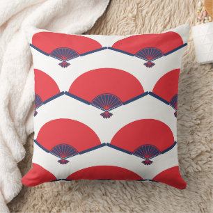 Coussin Texte personnalisé du Motif de ventilateur japonai