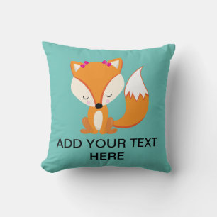 Coussin Texte personnalisé fille renard mignon