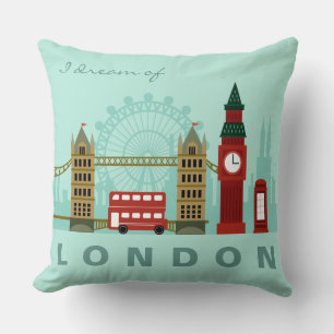Coussin Texte personnalisé Londres Illustration lancer des