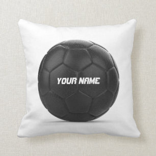 Coussin Texte personnalisé par ballon de football noir