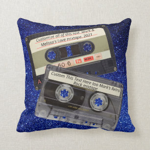 Coussin Texte personnalisé   Retro Love Music Cassette Mi