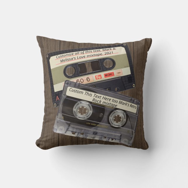 Coussin Texte personnalisé | Retro Love Music Cassette Mix (Recto)