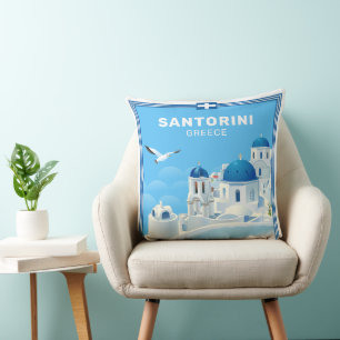 Coussin Texte personnalisé Santorin Grèce