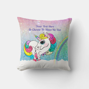 Coussin Texte personnalisé/ Unicorne blanche Séquences de 