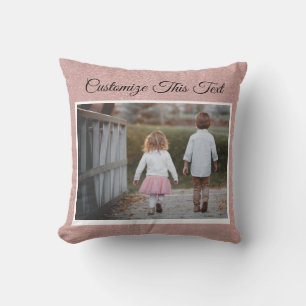 Coussin Texte / Photo / Rose Gold Blush Pink Metallic