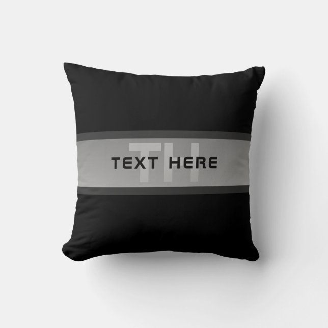 Coussin Texte superposé personnalisable moderne | Noir & G (Recto)