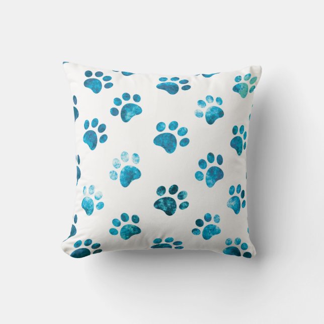 Coussin Texte Turquoise Personnalisé Empreinte de Patte Te (Recto)