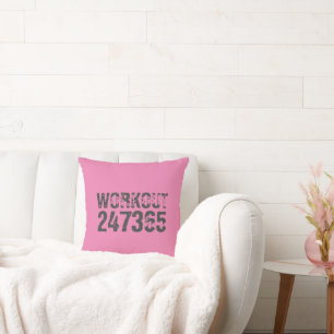 Coussin Texte usé et rayé Workout 247365 rose