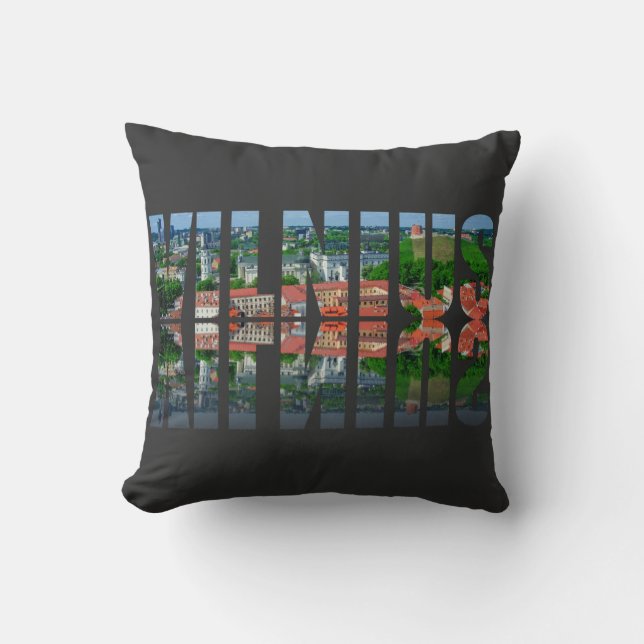 Coussin Texte Vilnius avec réflexion (Recto)