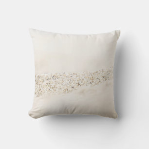 Coussin textile floral blanc et brun