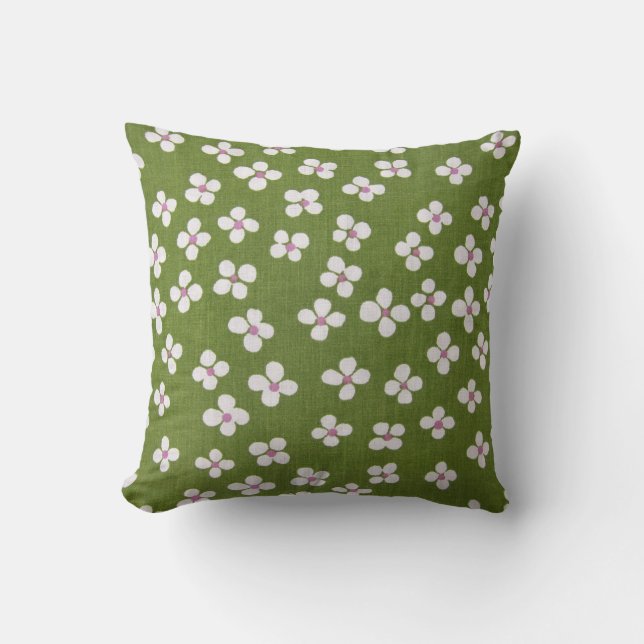Coussin Textile japonais de KIMONO, motif de fleuron (Recto)