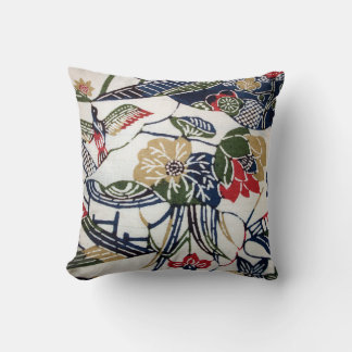Coussin Textile japonais vintage de kimono (Bingata)