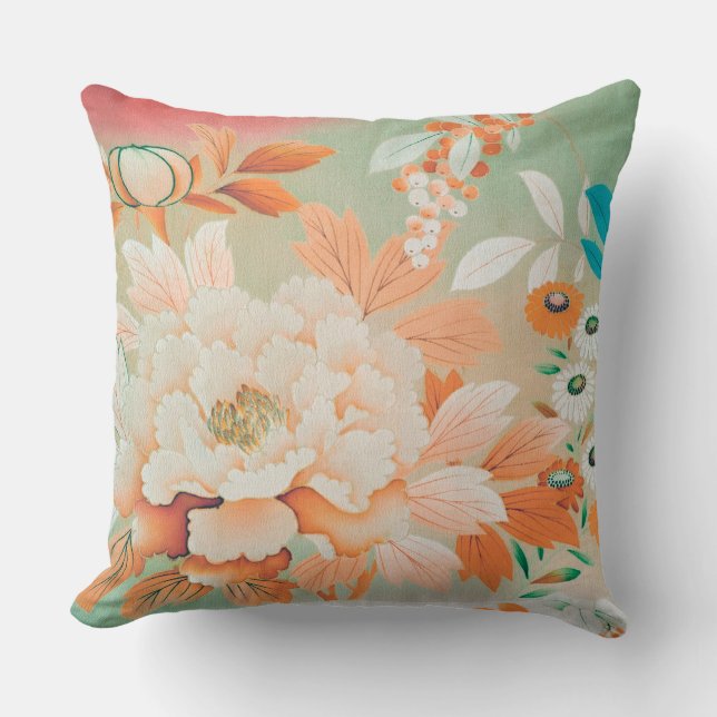 Coussin Textile japonais Vintage, floral (Recto)