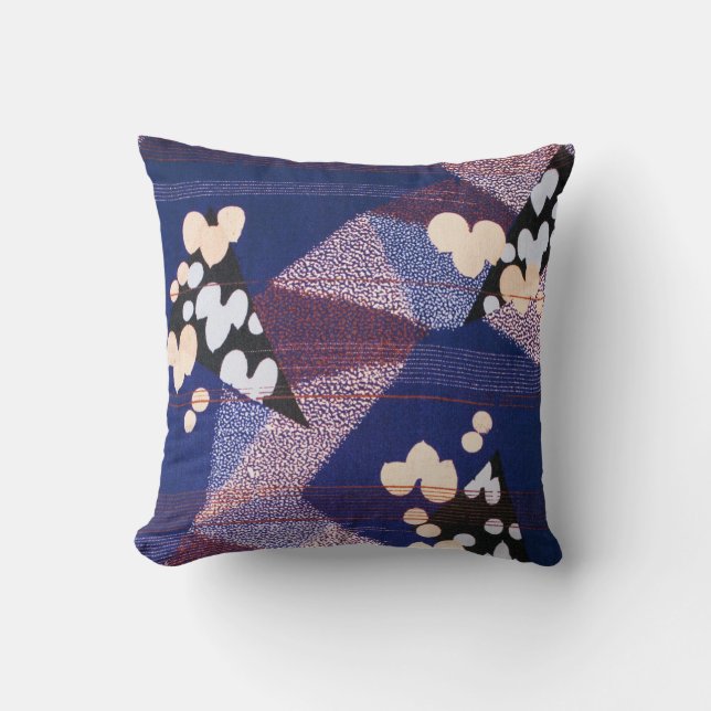 Coussin Textile japonais vintage, Motif feuille (Recto)