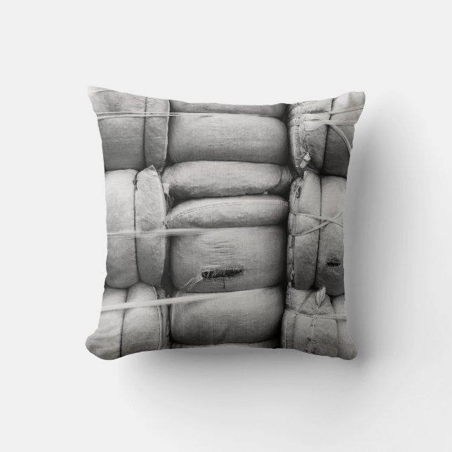 Coussin Texture abstrait sacs noir et blanc (Recto)