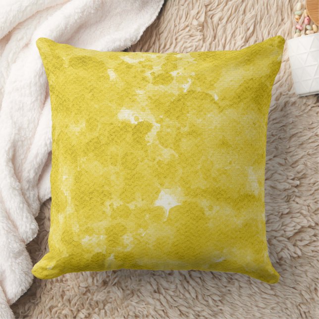 Coussin Texture aquarelle jaune moutarde gras (Couverture)