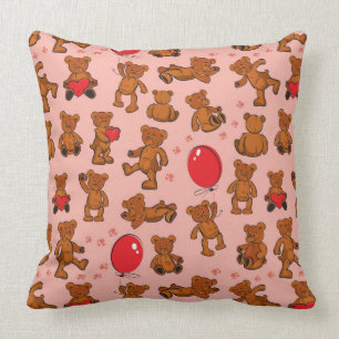 Coussin Texture avec le nounours, coeurs
