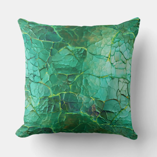Coussin Texture craquée dans les tons vert et turquoise (Recto)