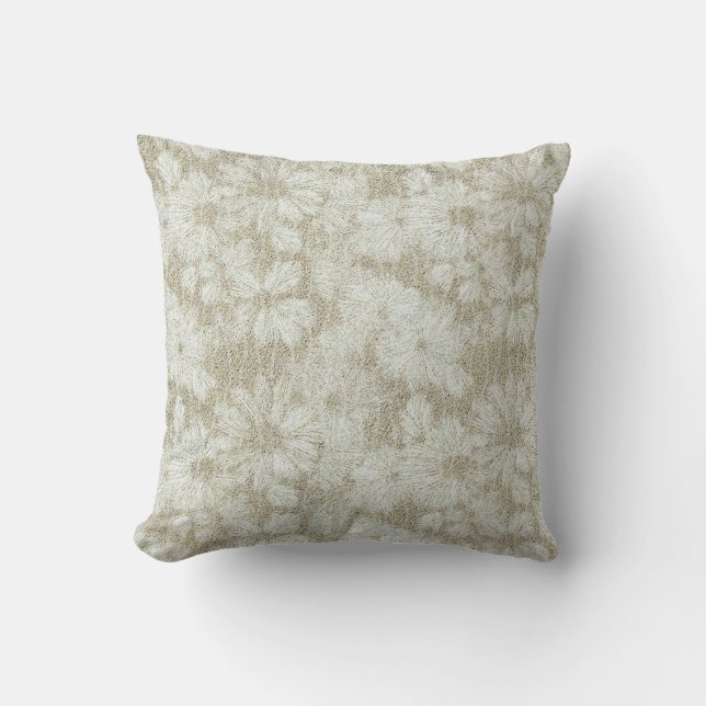 Coussin Texture crémeuse veloutée de marguerite florale (Recto)