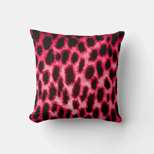 Coussin Texture cuir léopard aux couleurs noir et rouge (Recto)