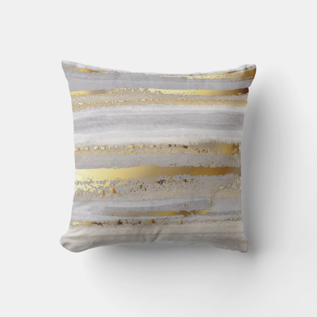 Coussin Texture d'aquarelle en or gris luxe (Recto)