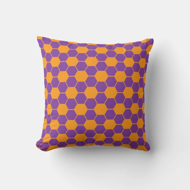 Coussin Texture de ballon de football - Violet et orange (Recto)