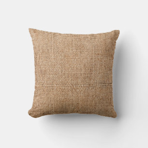 Coussin texture de burlap Brown, tissu rustique.
