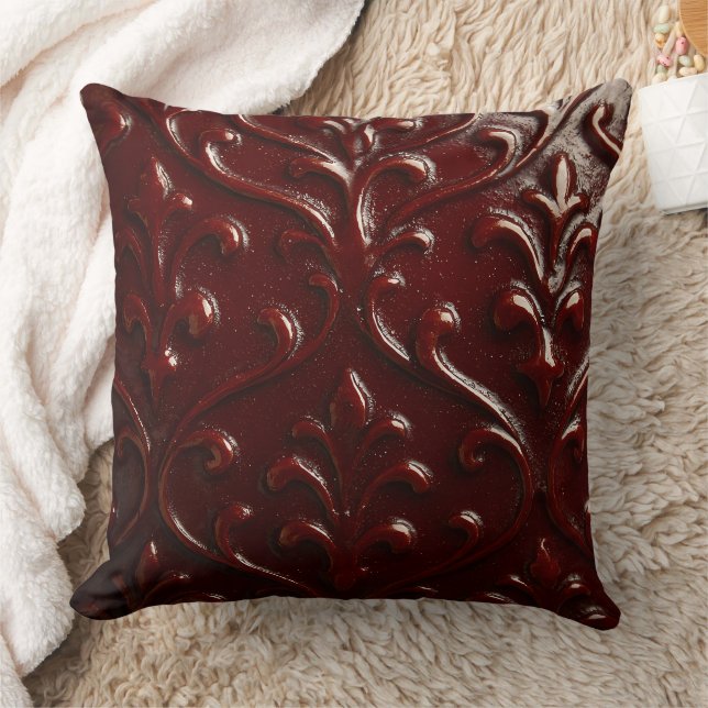 Coussin Texture de cuir brun foncé gaufré (Couverture)