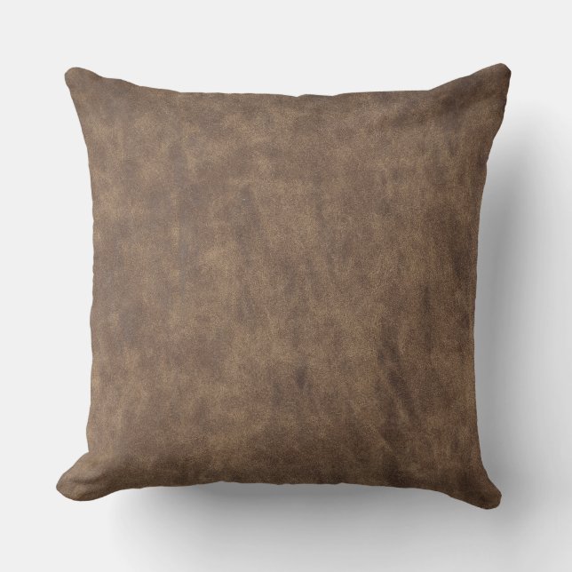 Coussin Texture de cuir cognac vintage usé (Recto)