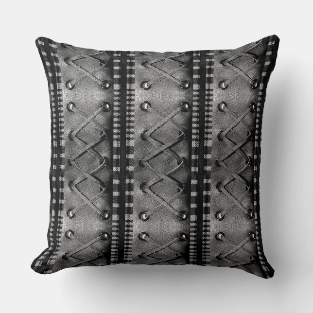 Coussin Texture de cuir faux lacé moderne (Recto)