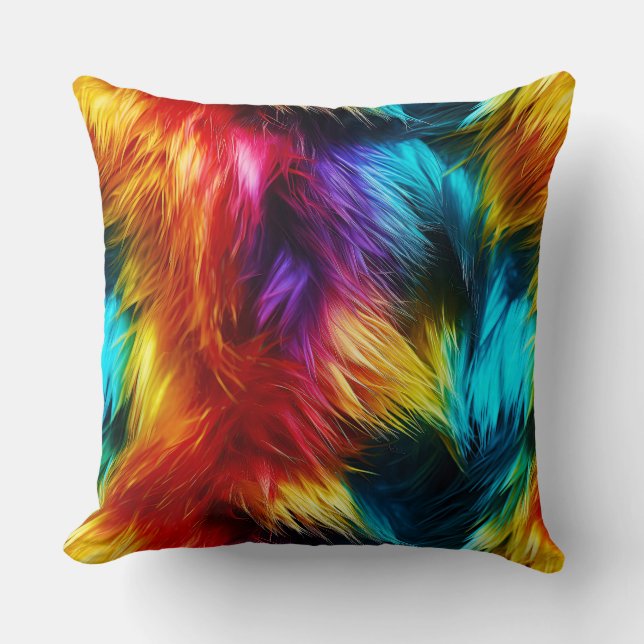 Coussin texture de fausse fourrure de monstre arc-en-ciel  (Recto)