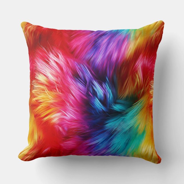 Coussin texture de fausse fourrure de monstre arc-en-ciel  (Recto)