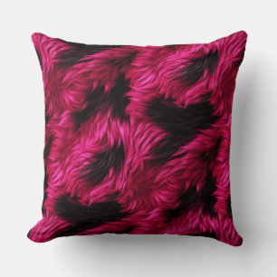 Coussin Texture de fausse fourrure de monstre rose et noir