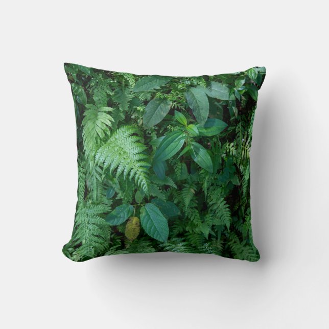 Coussin Texture de feuillage de l'herbe de fougère verte (Recto)