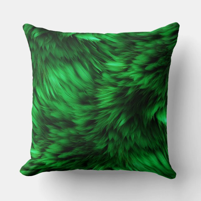 Coussin Texture de fourrure de monstre factice verte amusa (Recto)