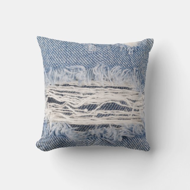 Coussin Texture de jean déchiré (Recto)